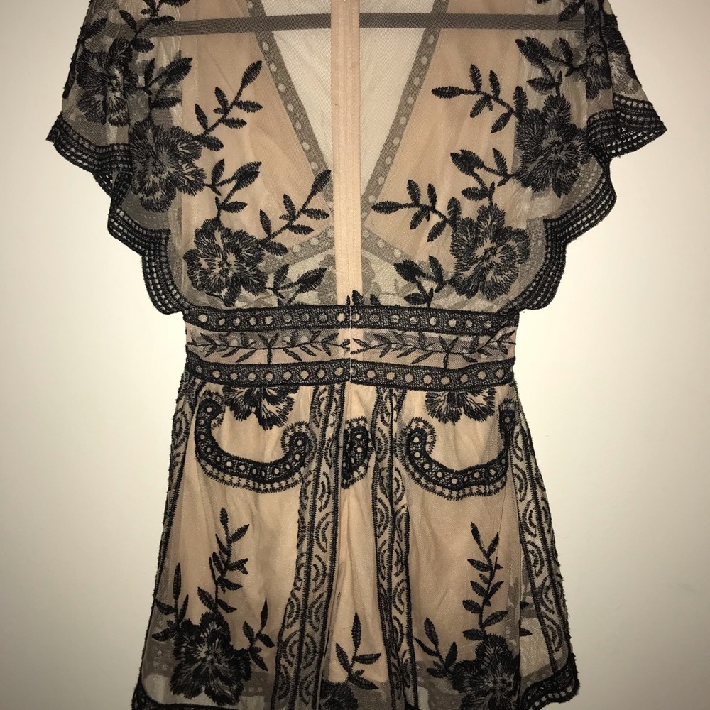 Black and Tan patterned romper